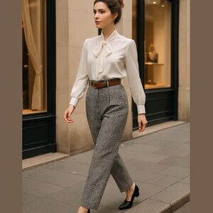 Elegant Women's Black and White Houndstooth Pants